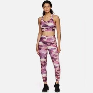 Reebok Getaway Impact High Rise 7/8 Legging Pink Camo Print 💕